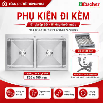 Chậu rửa bát 2 hố Hubscher CR2H_CAN KT 82x45