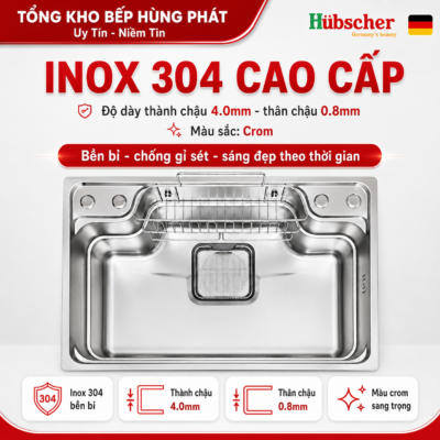 Chậu rửa bát Hubscher CR1HN_IN I304 KT 78x48