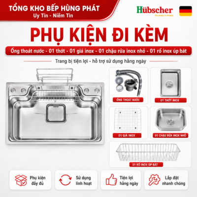 Chậu rửa bát Hubscher CR1HN_IN I304 KT 78x48