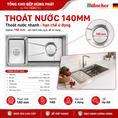 Chậu rửa bát Hubscher CR1HN_VU I304 KT 78x43