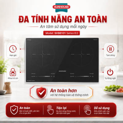 Bếp đôi điện từ Sunhouse SHB-8101 Series 8.0